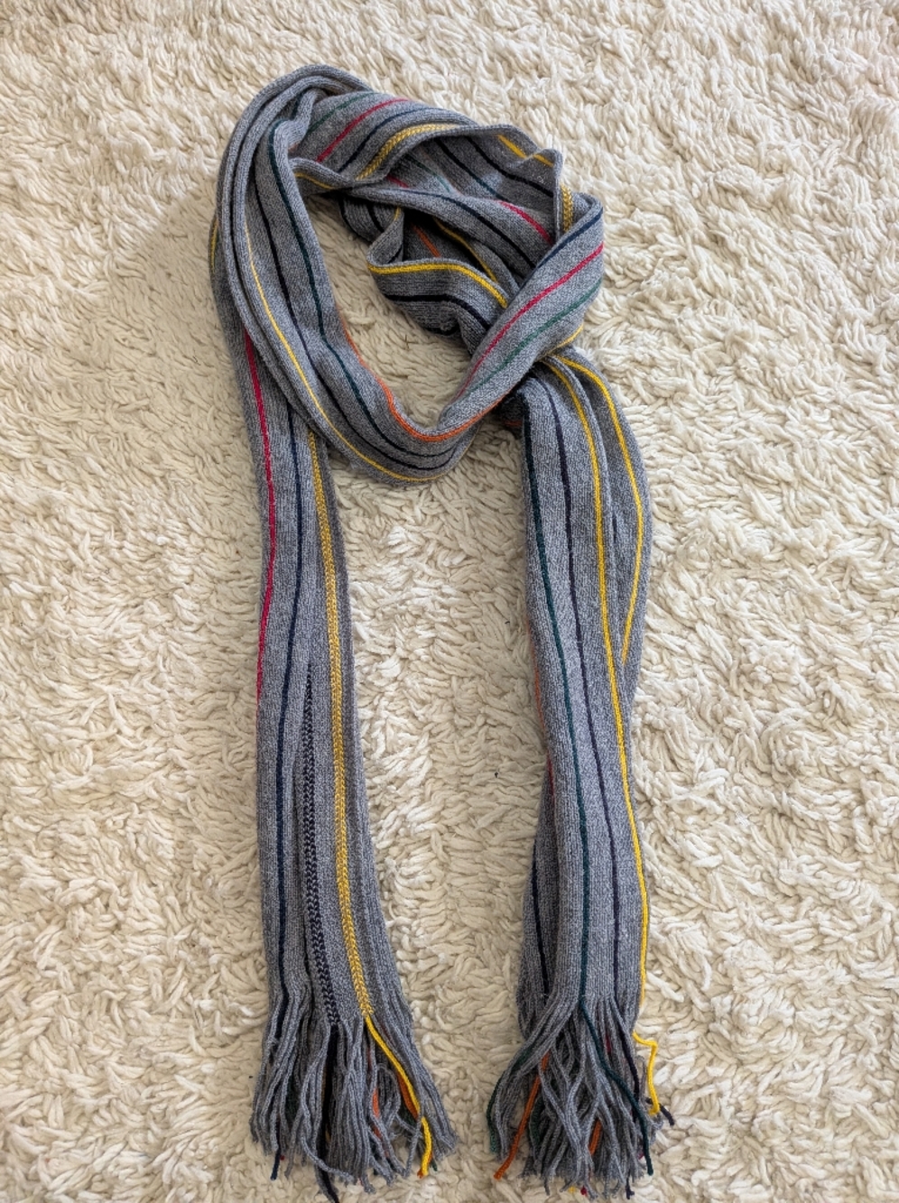Barbarossa Italian Wool Colorful Striped  Fringe Knit Scarf